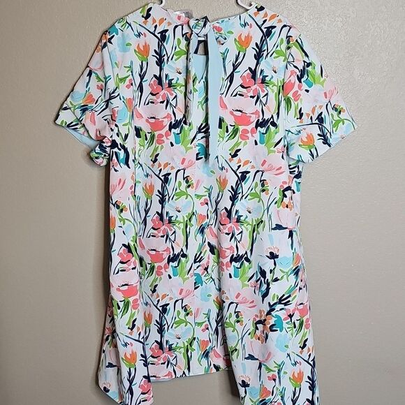 NWT Crown & Ivy XXL Reversible Aqua Floral Short Sleeve Dress - Picture 3 of 8